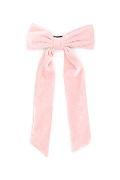 The Morgan & Taylor Piera Bow in Pink, a soft, velvet clip with Bow detail. 