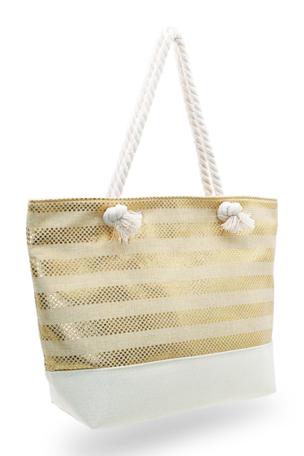 White and gold beach bag deals