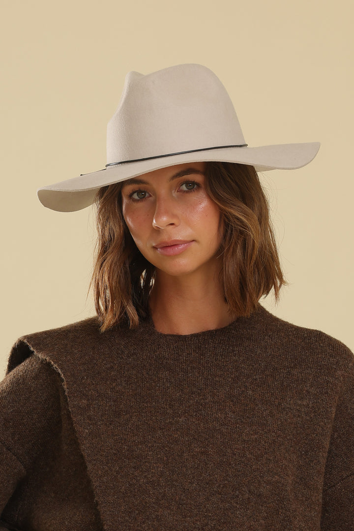 The Morgan & Taylor Kaiya Wool Fedora in Beigeis made from  display picture 2