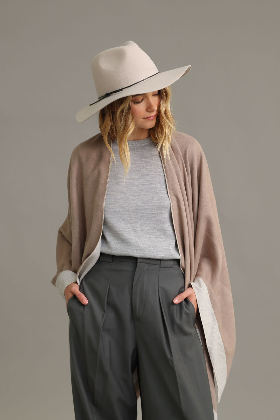 The Morgan & Taylor Kaiya Wool Fedora in Beigeis made from  display picture 3