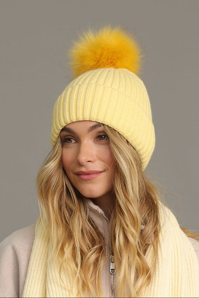 The Morgan & Taylor Valentine Wool-Blend Beanie in Yellow  display picture 1