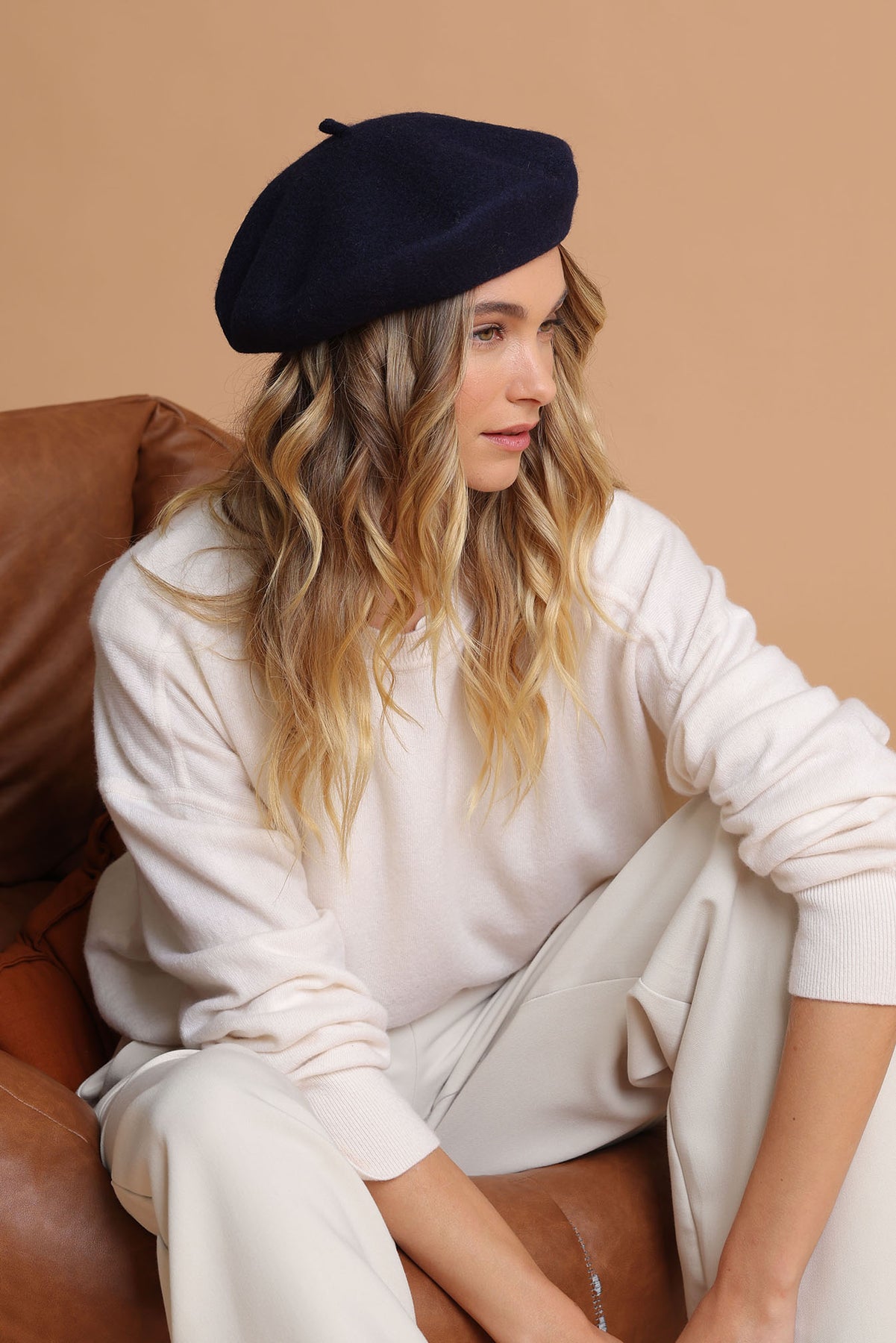 Morgan & Taylor Classical Wool Navy Beret Classic Wool Beret Hat, French Beret, Fall Fashion Accessory  main image 3