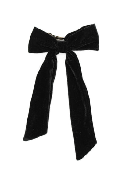 The Morgan & Taylor Piera Bow in Black, a soft, velvet clip with Bow detail. 