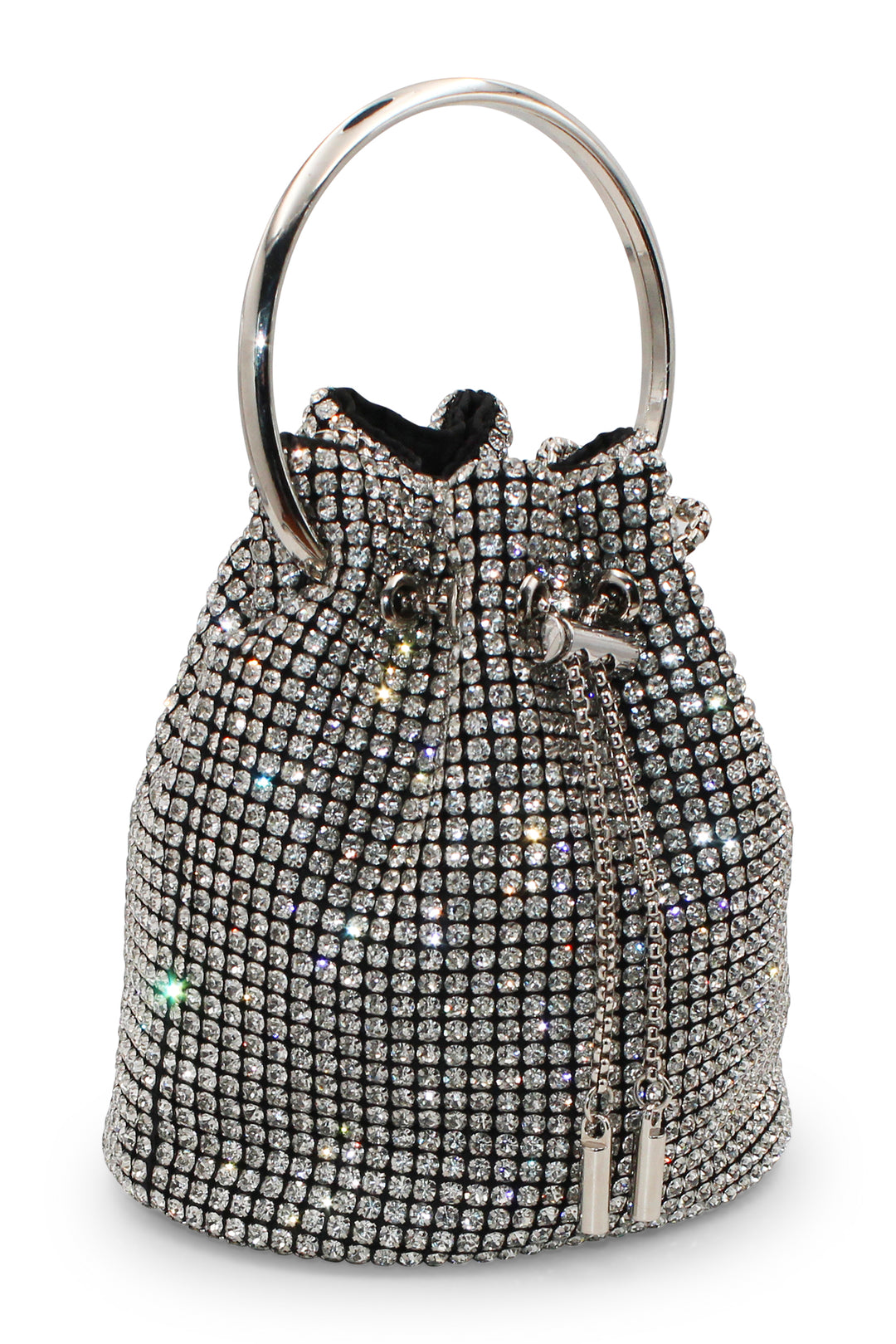 Aarya Top Handle Bucket Bag in Silver MORGAN TAYLOR